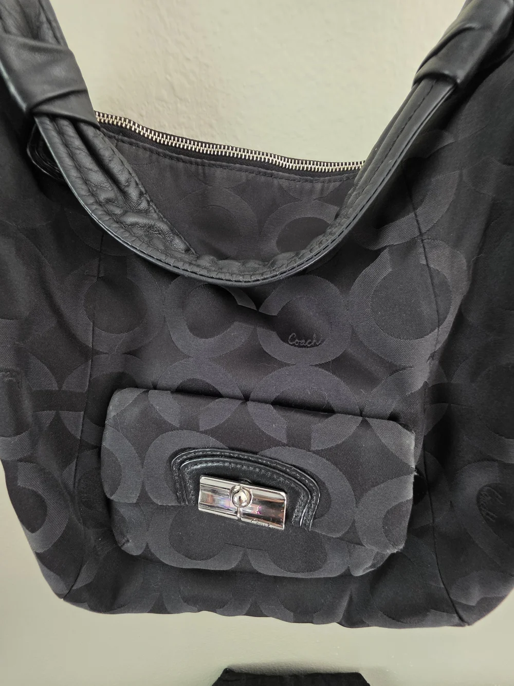 Coach Black Signature-Pattern Shoulder Bag